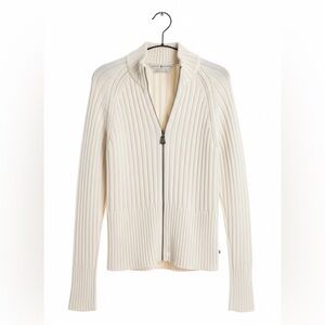 Tommy Hilfiger Off-White Ribbed Zip-Up Cardigan